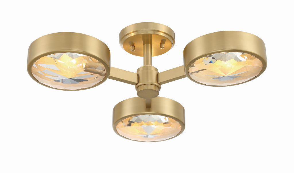 Orson 3 Light Modern Gold Semi Flush Mount Crystorama