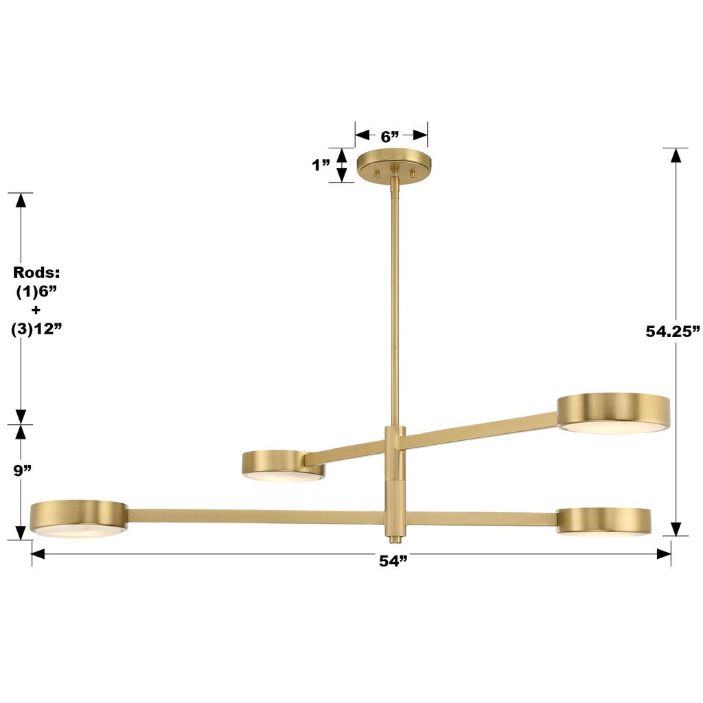 Crystorama Crystorama Orson 4 Light Modern Gold Chandelier