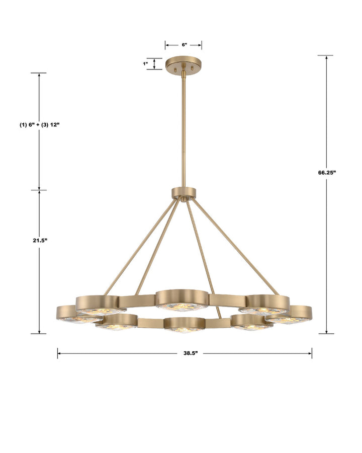 Crystorama Crystorama Orson 8 Light Modern Gold Chandelier