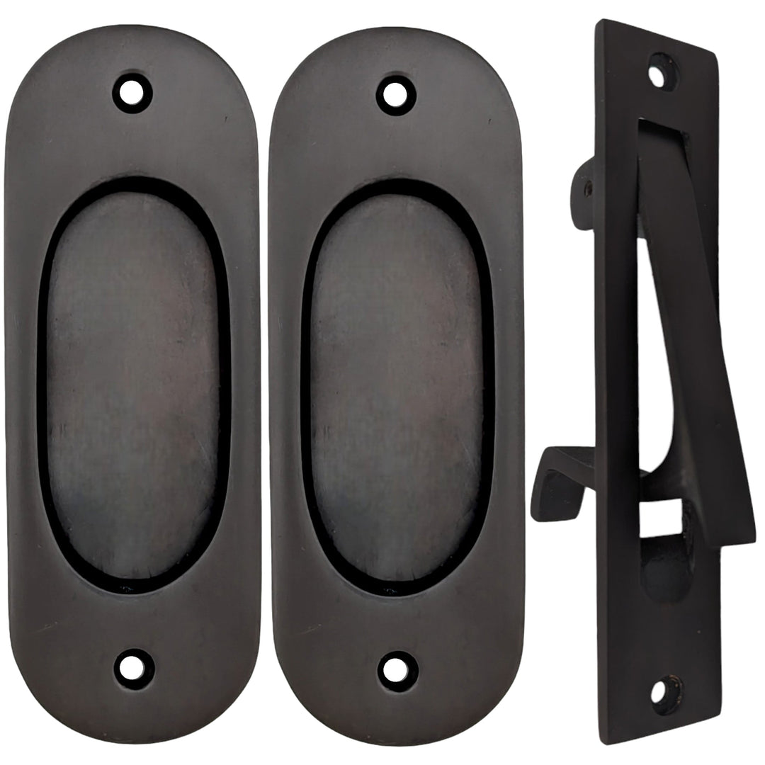 Traditional Oval Pocket Door Set (Several Finishes Available) COPPER MOUNTAIN HARDWARE