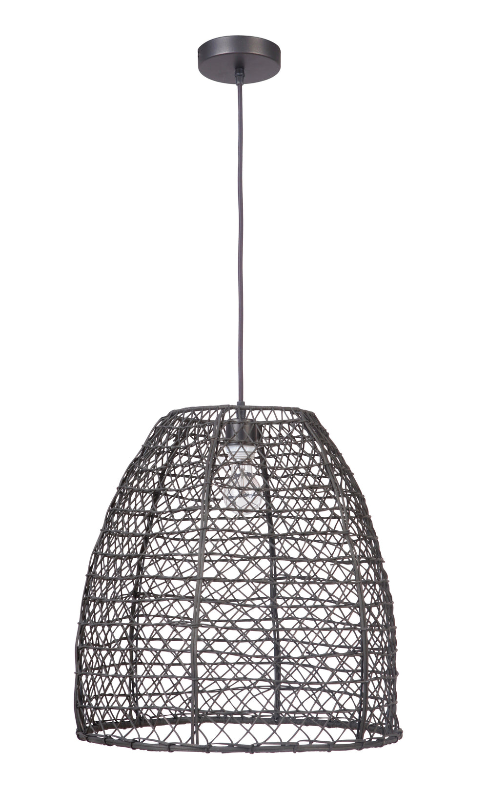 ##Antique Hardware## 1 Light Woven Pendant in Matte Black