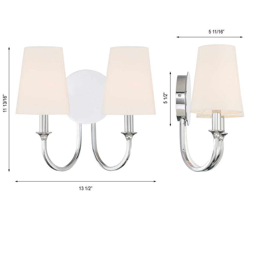 Crystorama Crystorama Payton 2 Light Polished Chrome Sconce