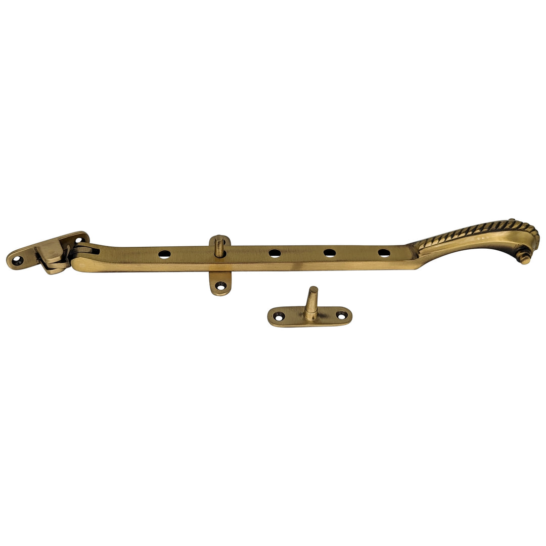 10 Inch Long Georgian Roped Casement Window Stay Antique Brass Finish COPPER MOUNTAIN HARDWARE