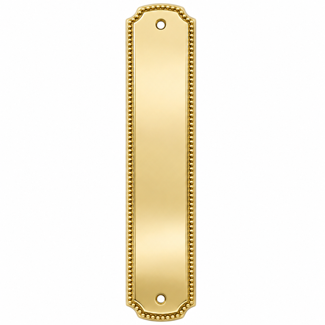 11 1/2 Inch Solid Brass Beaded Push Plate (Several Finishes Available)