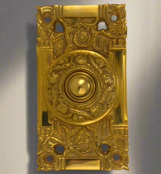 4 1/4 Inch Art Nouveau Solid Brass Doorbell COPPER MOUNTAIN HARDWARE