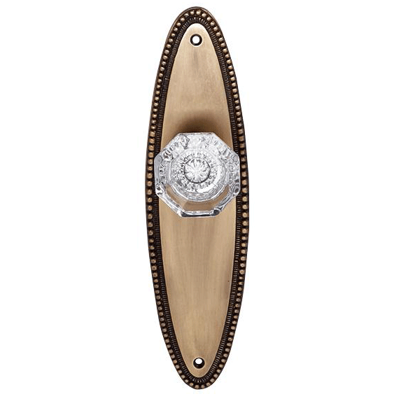 Oval Beaded Backplate Door Set with Octagon Crystal Door Knobs (Several Finishes) COPPER MOUNTAIN HARDWARE