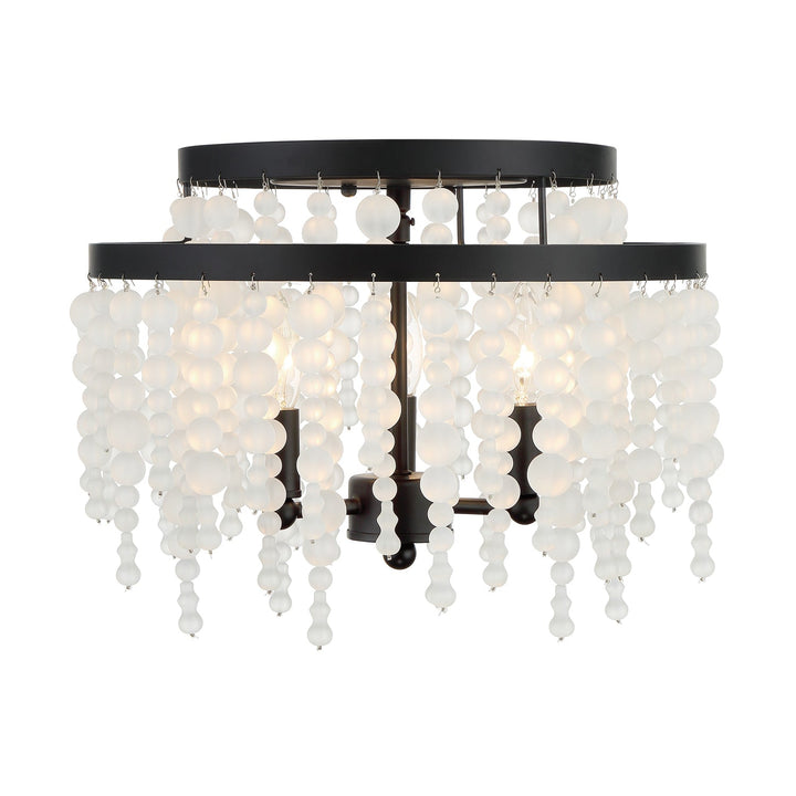 Poppy 3 Light Matte Black Semi Flush Mount Crystorama