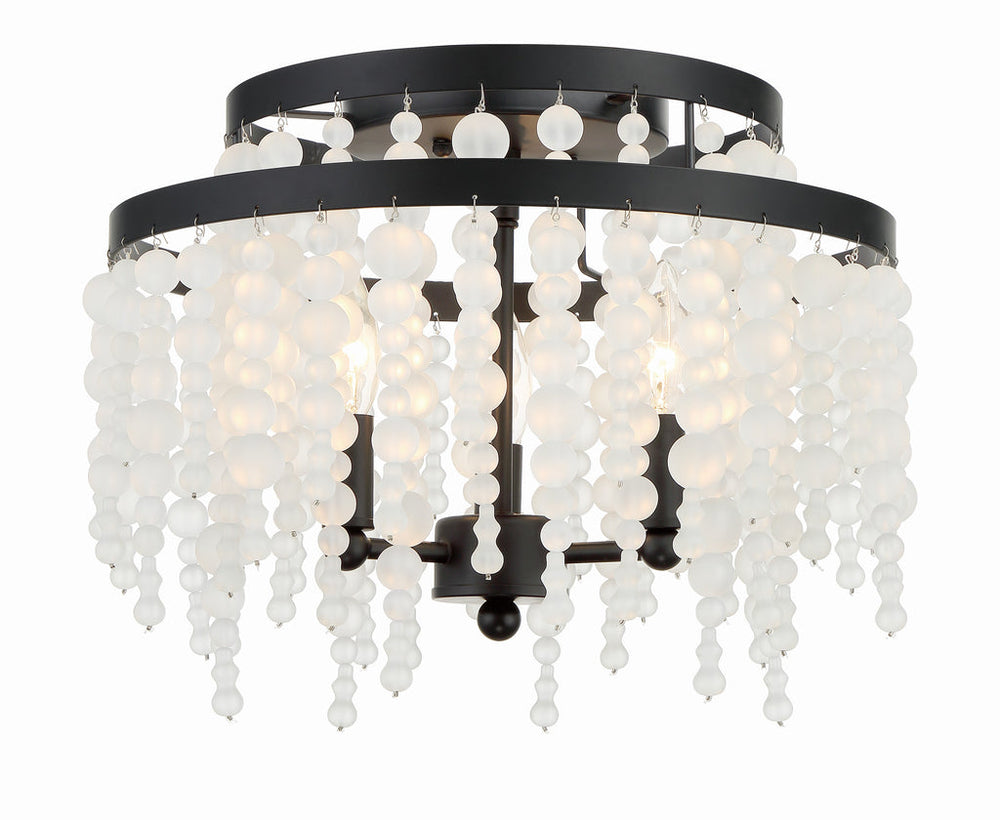 Poppy 3 Light Matte Black Semi Flush Mount Crystorama