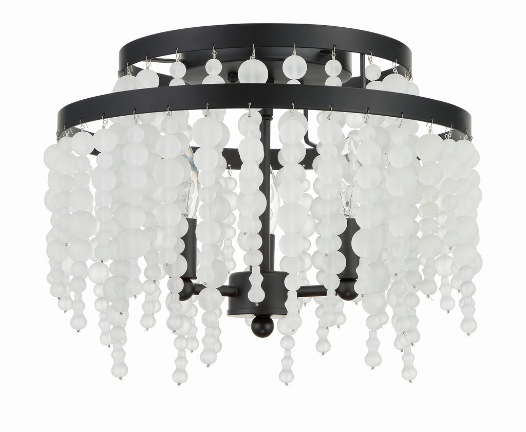 Poppy 3 Light Matte Black Semi Flush Mount Crystorama