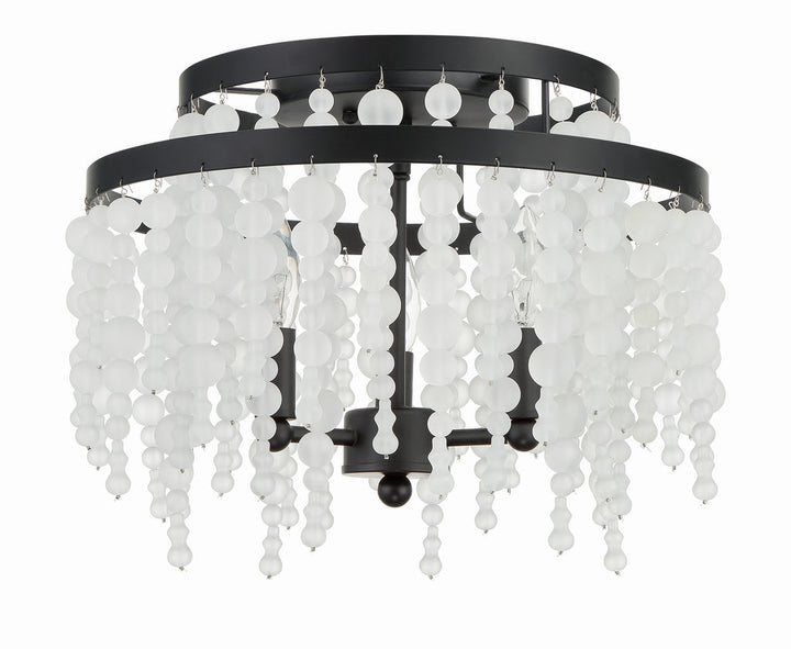 Poppy 3 Light Matte Black Semi Flush Mount Crystorama