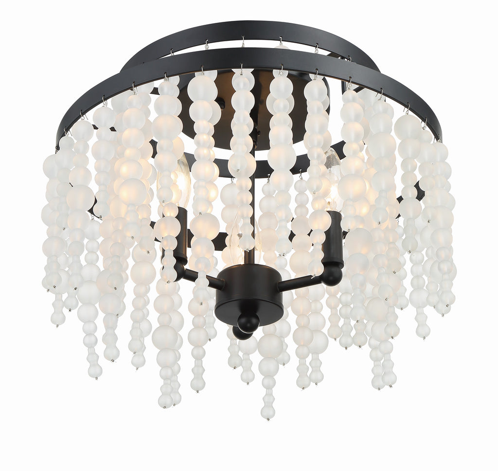 Poppy 3 Light Matte Black Semi Flush Mount Crystorama