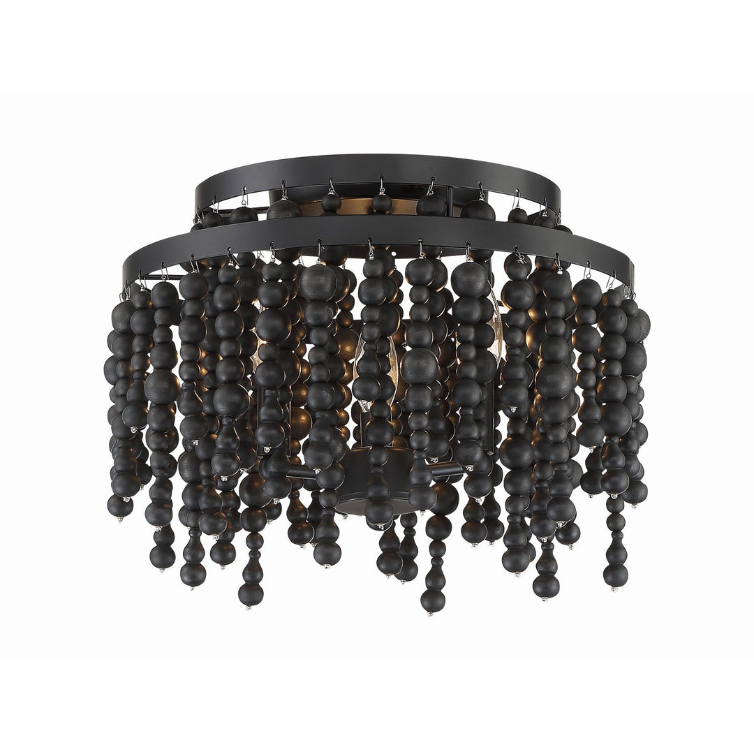 Poppy 3 Light Matte Black Semi Flush Mount Crystorama