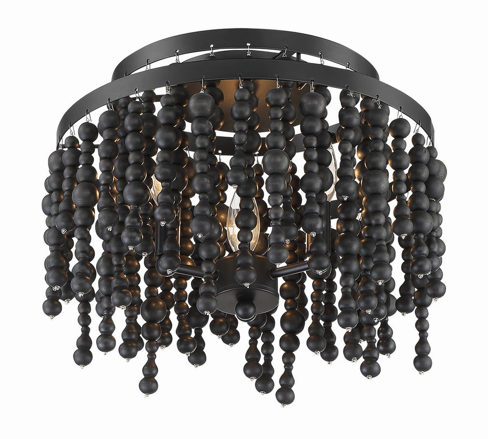 Poppy 3 Light Matte Black Semi Flush Mount Crystorama