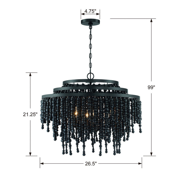 Crystorama Crystorama Poppy 6 Light Matte Black Chandelier