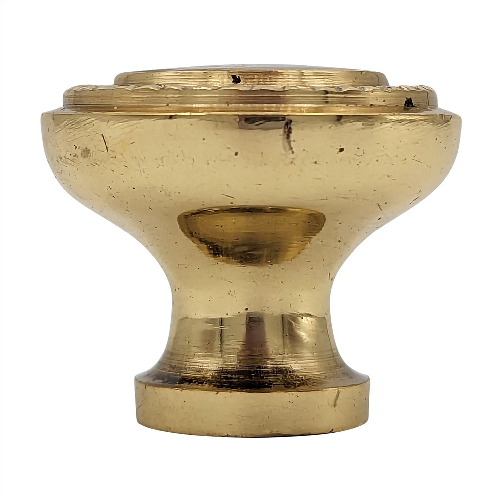 COPPER MOUNTAIN HARDWARE Solid Brass Round Cabinet & Furniture Knob with Beaded Pattern Border