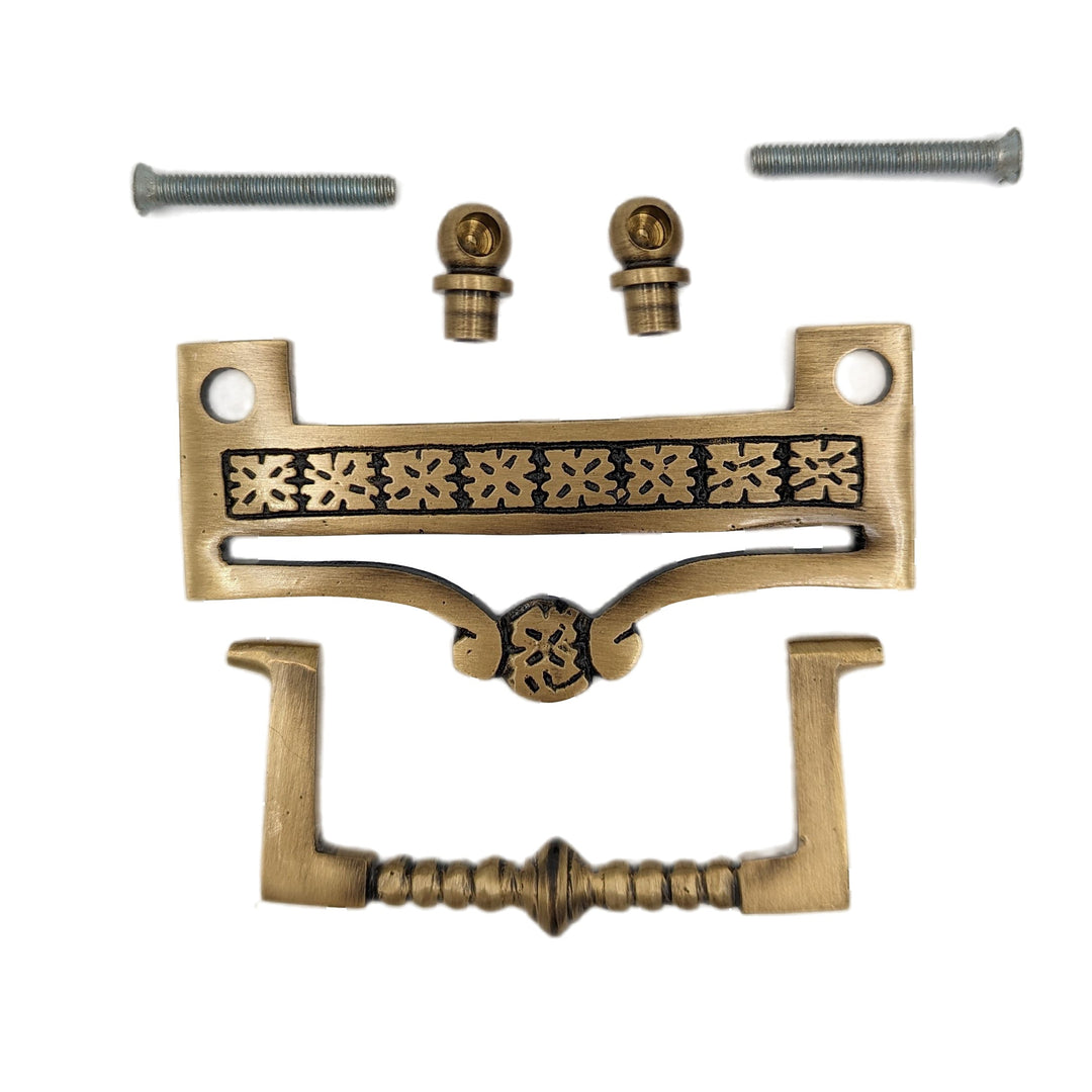 3 1/2 Inch (3 Inch c-c) Solid Brass Eastlake Flower Bail Pull COPPER MOUNTAIN HARDWARE