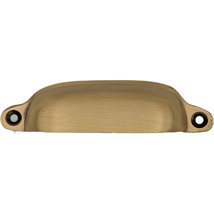 COPPER MOUNTAIN HARDWARE 4 1/8 Inch Overall Solid Brass Traditional Slim Rounded Bin Pull