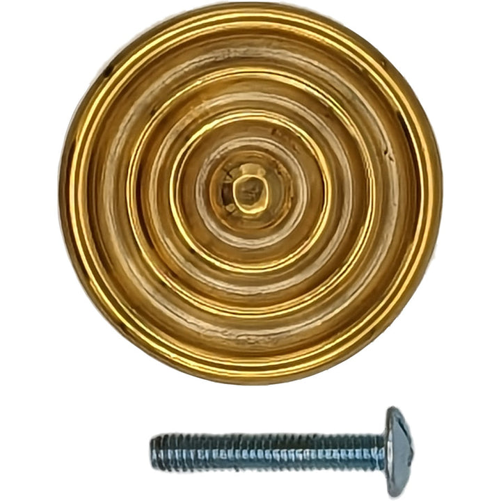 1 3/8 Inch Solid Brass Circle Knob (Polished Brass Finish) COPPER MOUNTAIN HARDWARE