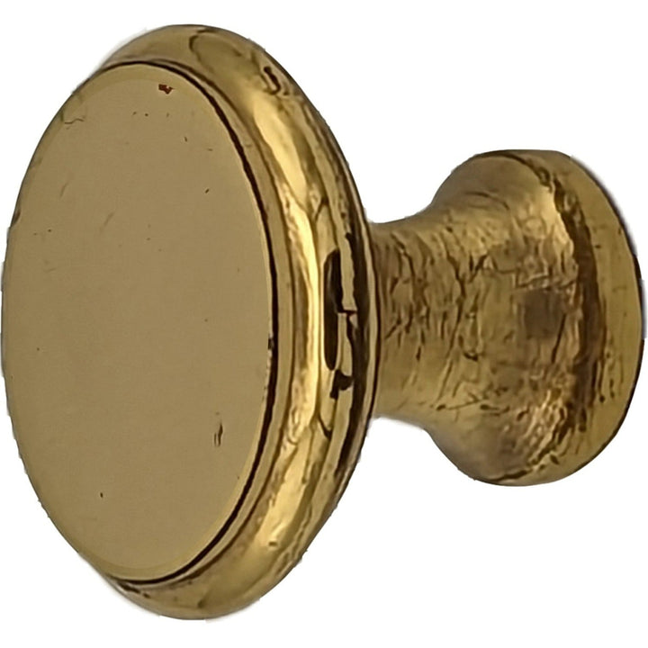 COPPER MOUNTAIN HARDWARE Traditional Brass Flat Top Round Cabinet & Furniture Knob