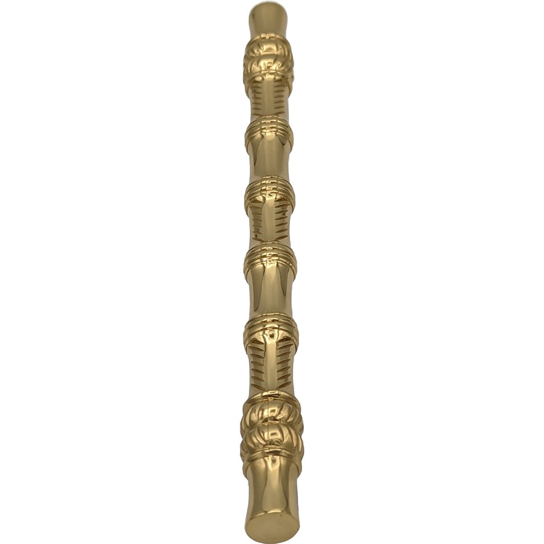 6 Inch Overall (4 1/2 Inch c-c) Japanese Bamboo Pull (Polished Brass Finish) COPPER MOUNTAIN HARDWARE