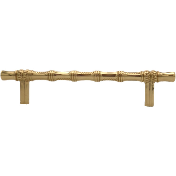 6 Inch Overall (4 1/2 Inch c-c) Japanese Bamboo Pull (Polished Brass Finish) COPPER MOUNTAIN HARDWARE