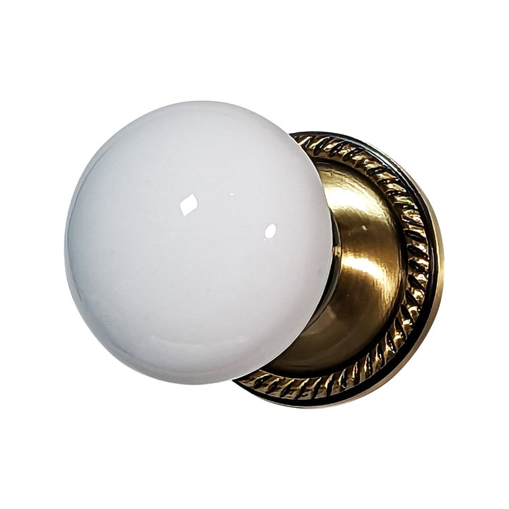 Georgian Roped Rosette Door Set with White Porcelain Door Knobs (Several Finishes Available) COPPER MOUNTAIN HARDWARE