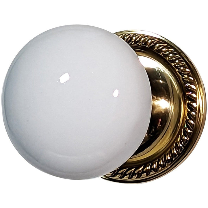 Georgian Roped Rosette Door Set with White Porcelain Door Knobs (Several Finishes Available) COPPER MOUNTAIN HARDWARE