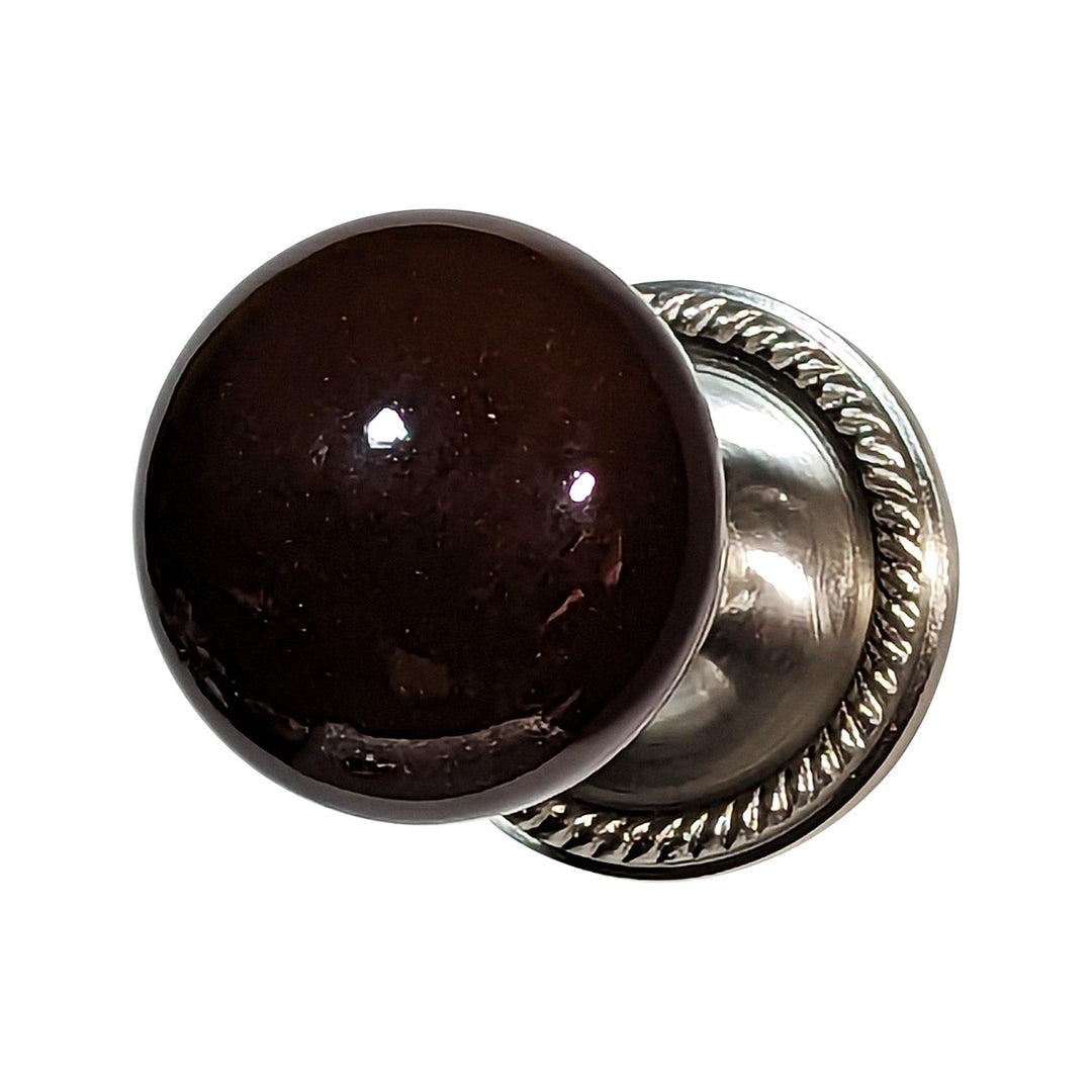 Brown Porcelain Door Knob with Georgian Roped Rosette (Several Finishes Available) COPPER MOUNTAIN HARDWARE