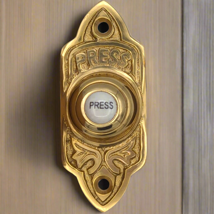 3 Inch Solid Brass Decorative Porcelain "Press" Doorbell Button (Several Finishes Available) COPPER MOUNTAIN HARDWARE