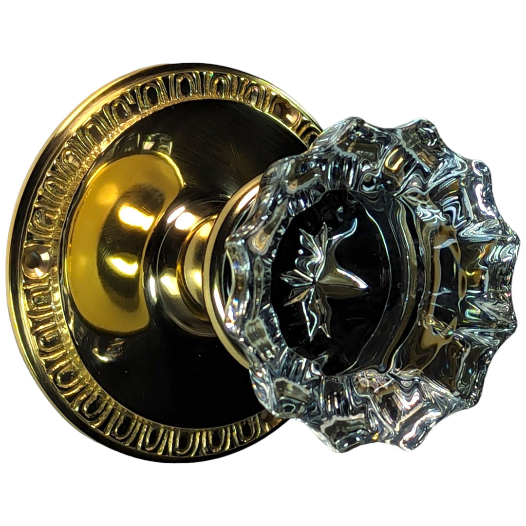 Glass Fluted Doorknob Set with Egg & Dart Rosette (Several Finishes Available) COPPER MOUNTAIN HARDWARE