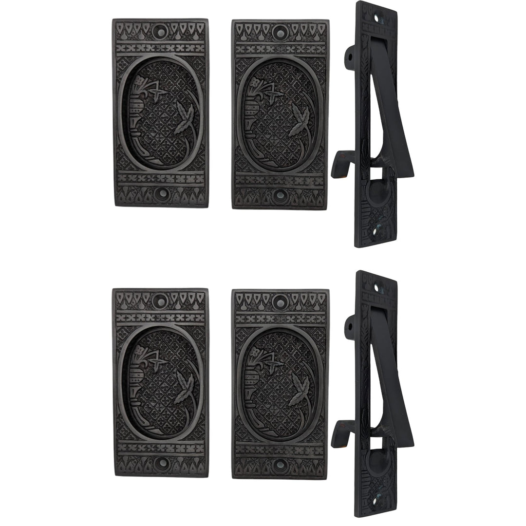 COPPER MOUNTAIN HARDWARE Broken Leaf Pattern Pocket Door Set in Several Finishes
