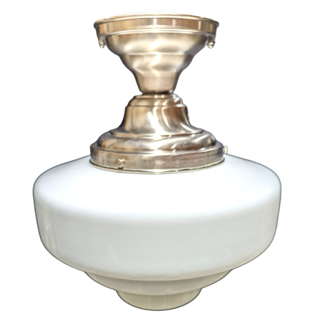 15 1/2 Inch Manhattan Skyscraper Nouveau Style Semi-Flush Mount Light (Satin Nickel Finish) COPPER MOUNTAIN HARDWARE