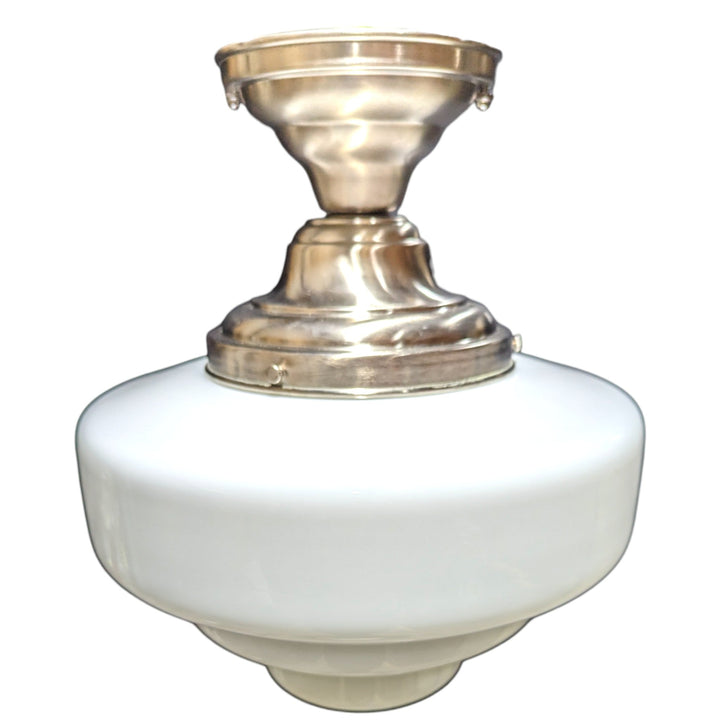 15 1/2 Inch Manhattan Skyscraper Nouveau Style Semi-Flush Mount Light (Satin Nickel Finish) COPPER MOUNTAIN HARDWARE