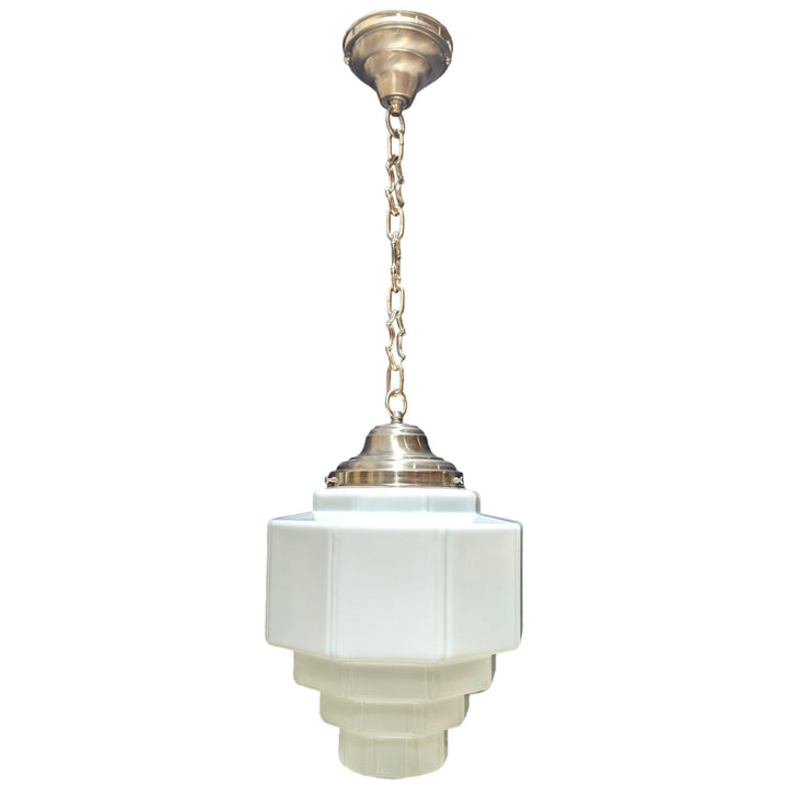 34 1/2 Inch Manhattan Skyscraper Grandeur Style Chain Light (Satin Nickel Finish) COPPER MOUNTAIN HARDWARE