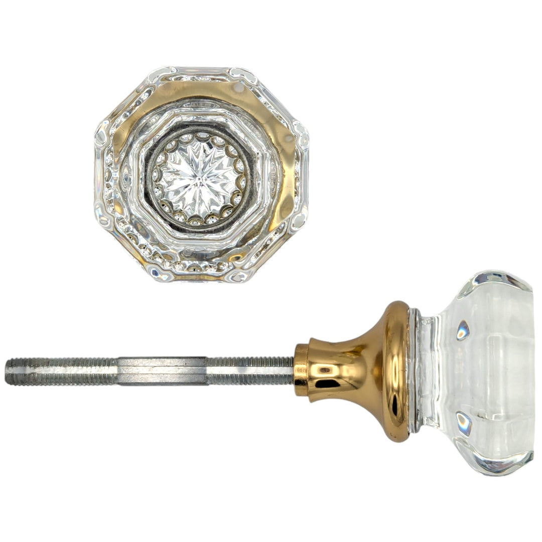 Octagon Crystal Spare Door Knob Set (Polished Brass) COPPER MOUNTAIN HARDWARE