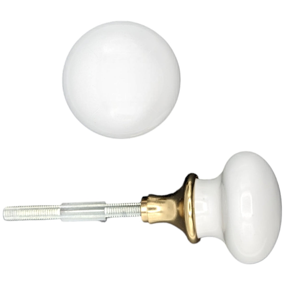 White Porcelain Spare Door Knob Set (Polished Brass) COPPER MOUNTAIN HARDWARE