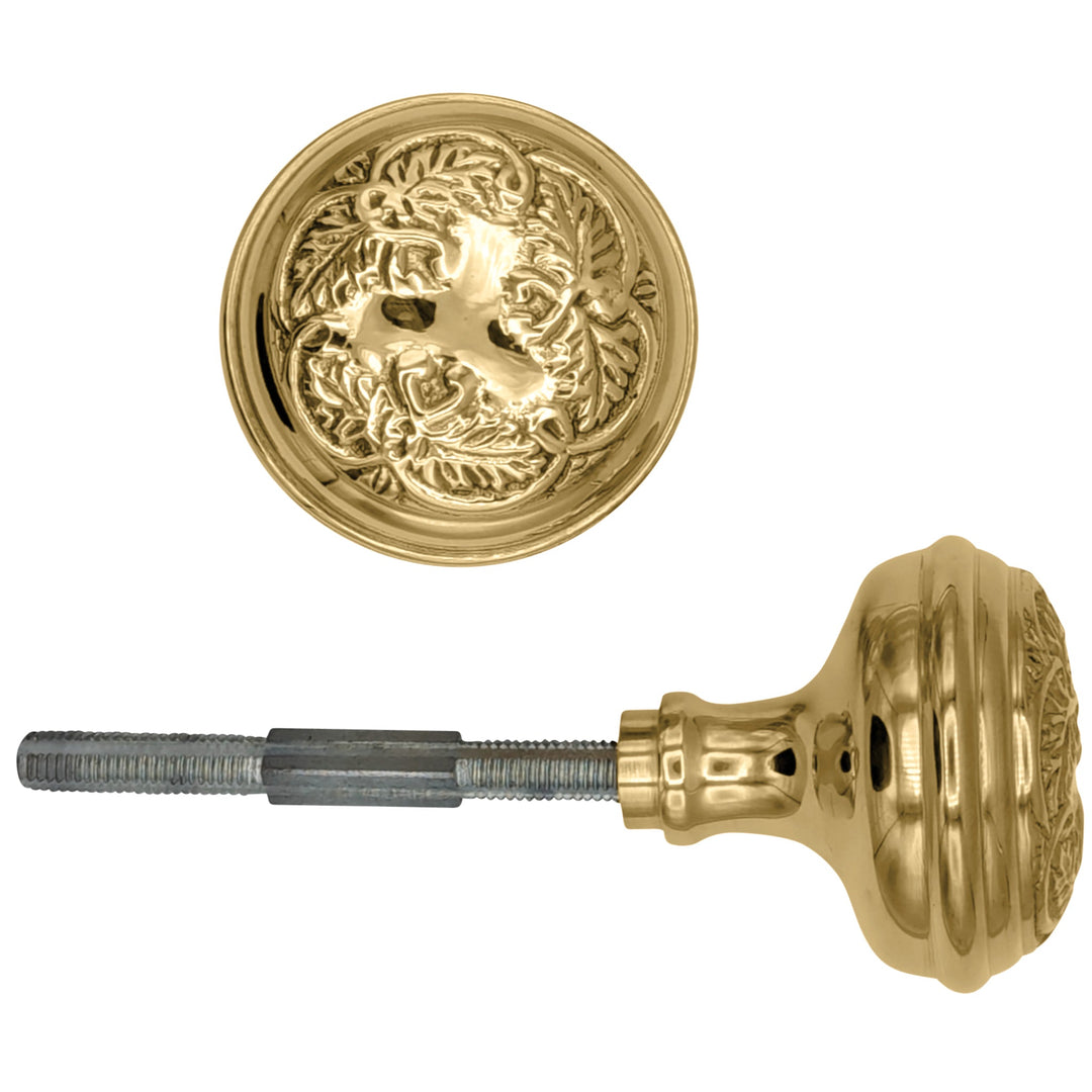 Floral Leaf Solid Brass Spare Door Knob Set (Several Finishes Available) COPPER MOUNTAIN HARDWARE