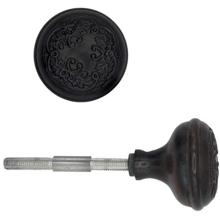 Floral Leaf Solid Brass Spare Door Knob Set (Several Finishes Available) COPPER MOUNTAIN HARDWARE