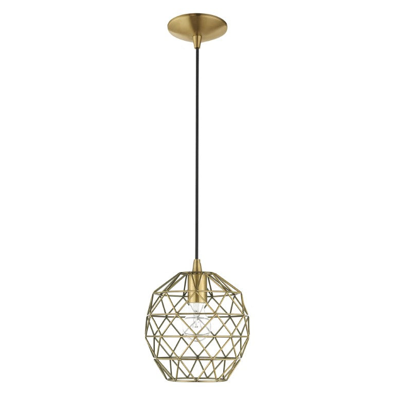1 Light Antique Brass Single Pendant