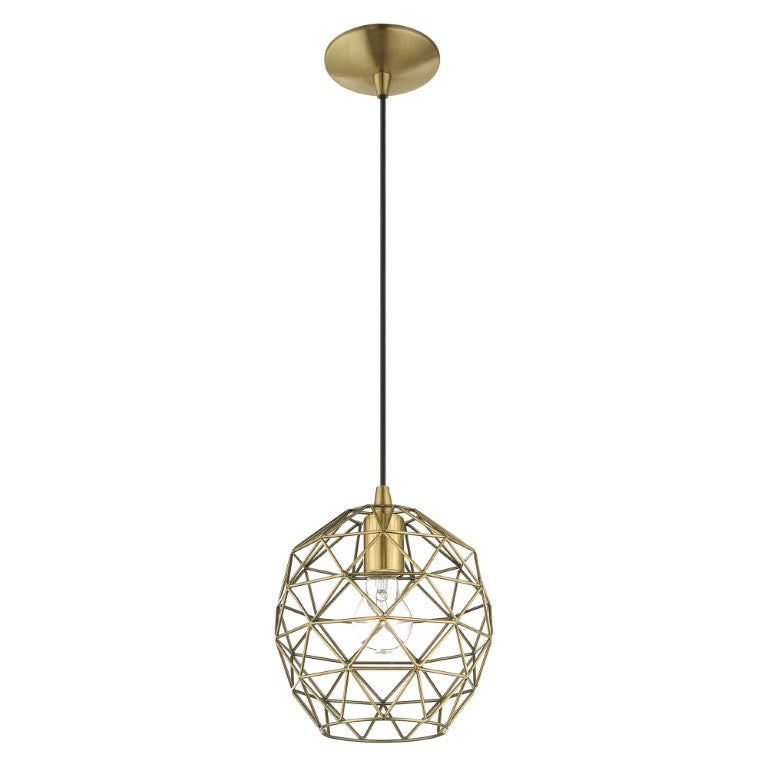 1 Light Antique Brass Single Pendant