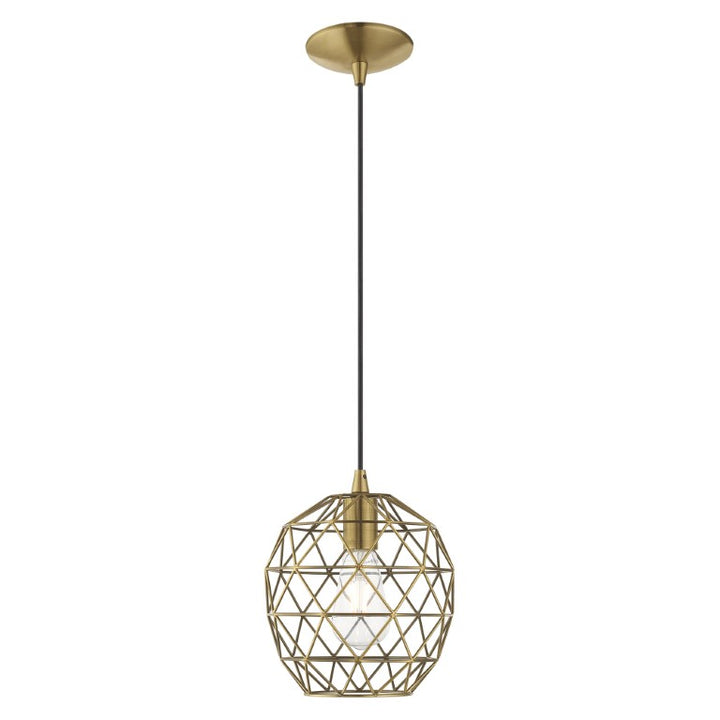 1 Light Antique Brass Single Pendant