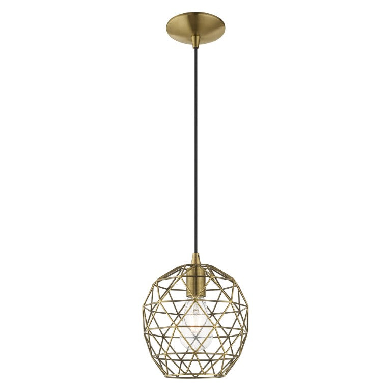 1 Light Antique Brass Single Pendant
