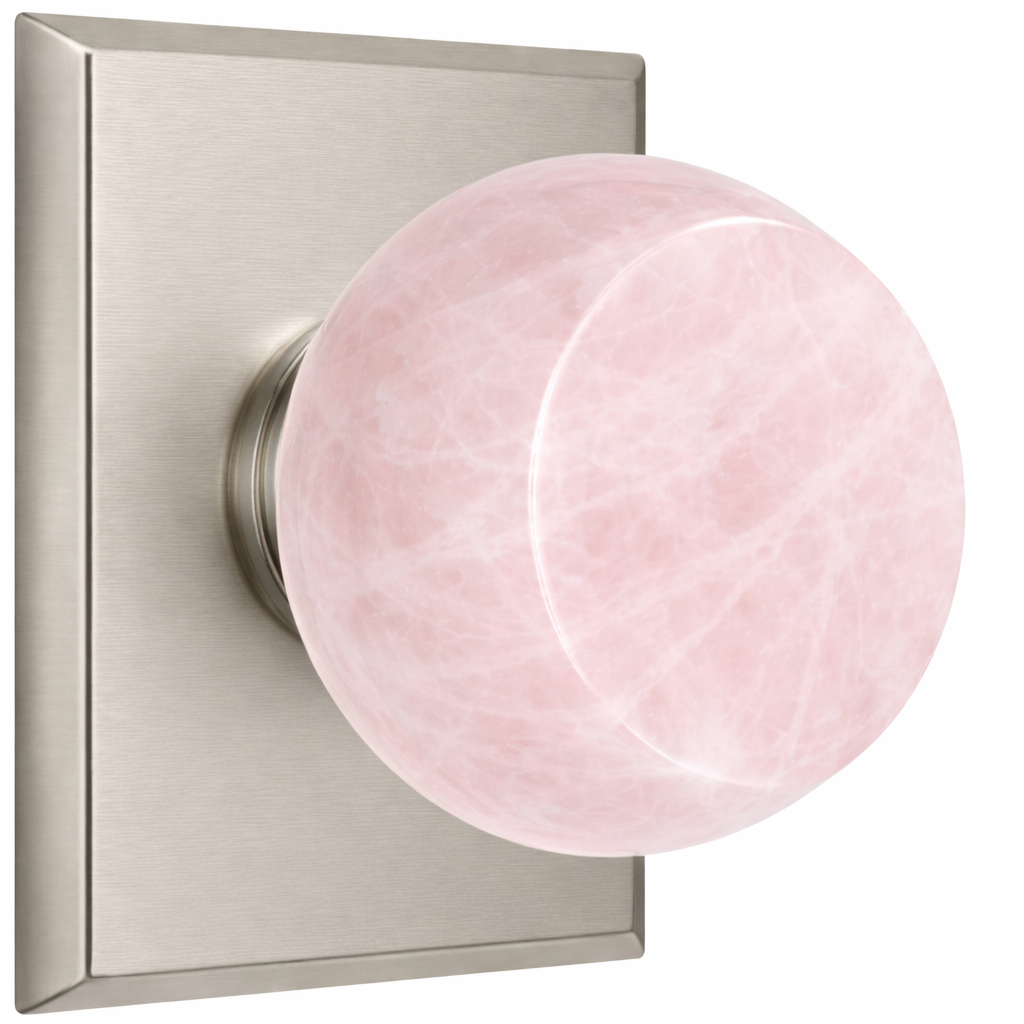 Magnifique® Rectangular Door Set with Rose Quartz Knobs (Several Finishes Available)