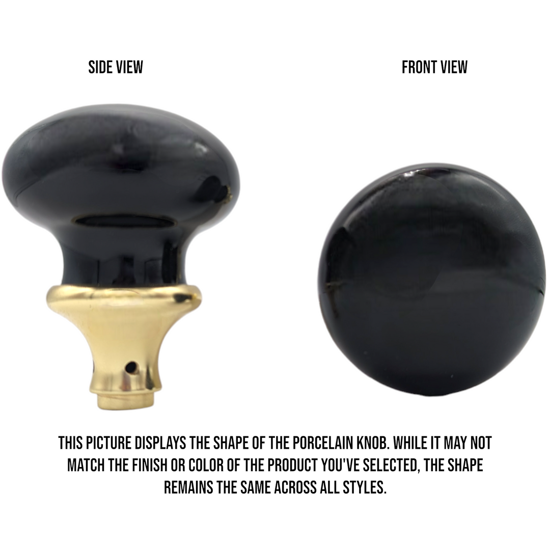 Black Porcelain Door Knob Set with Largo Design Backplate COPPER MOUNTAIN HARDWARE