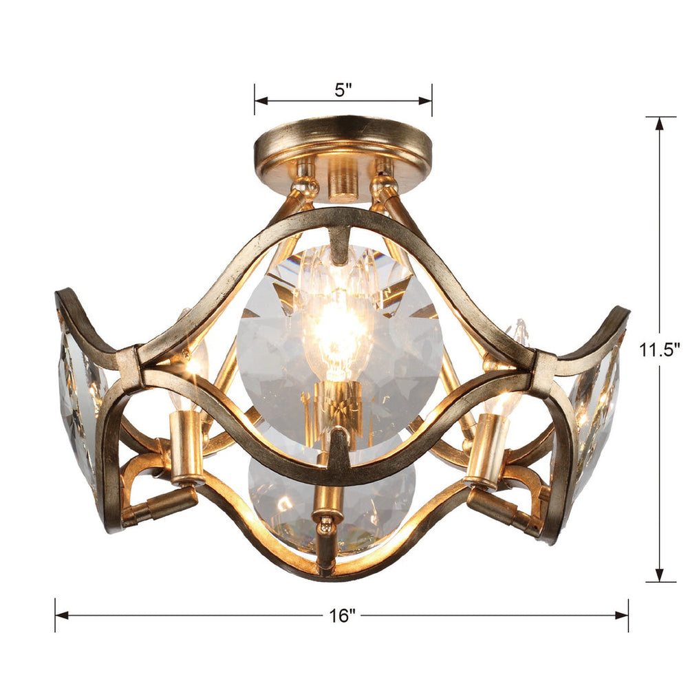 Quincy 4 Light Distressed Twilight Semi Flush Mount Crystorama