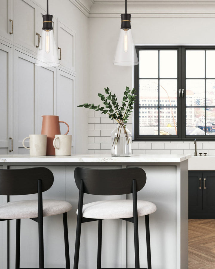 Crystorama Crystorama Quinn 1 Light Matte Black + Textured Gold Mini Pendant