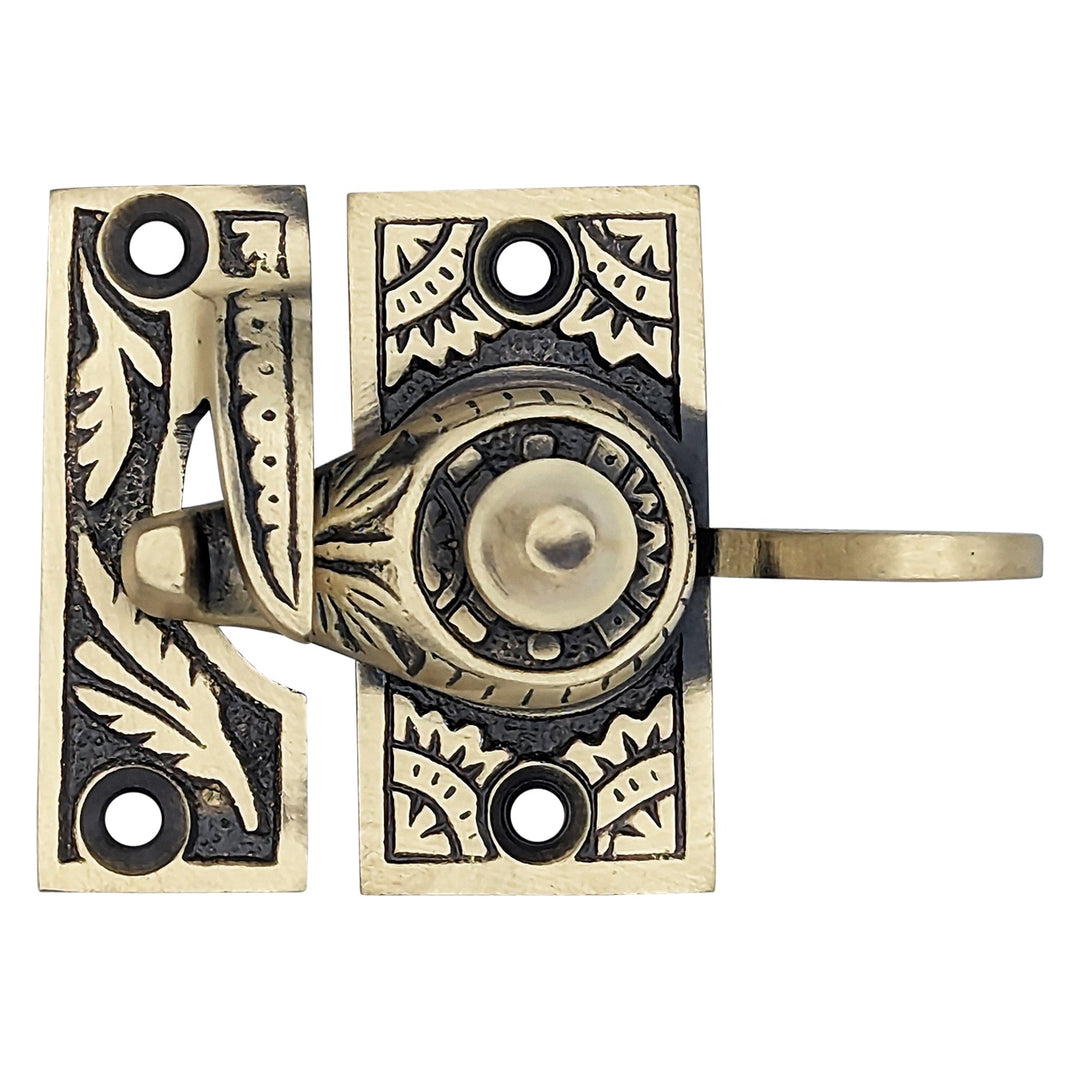 Oriental Pattern Solid Brass Sash Lock COPPER MOUNTAIN HARDWARE