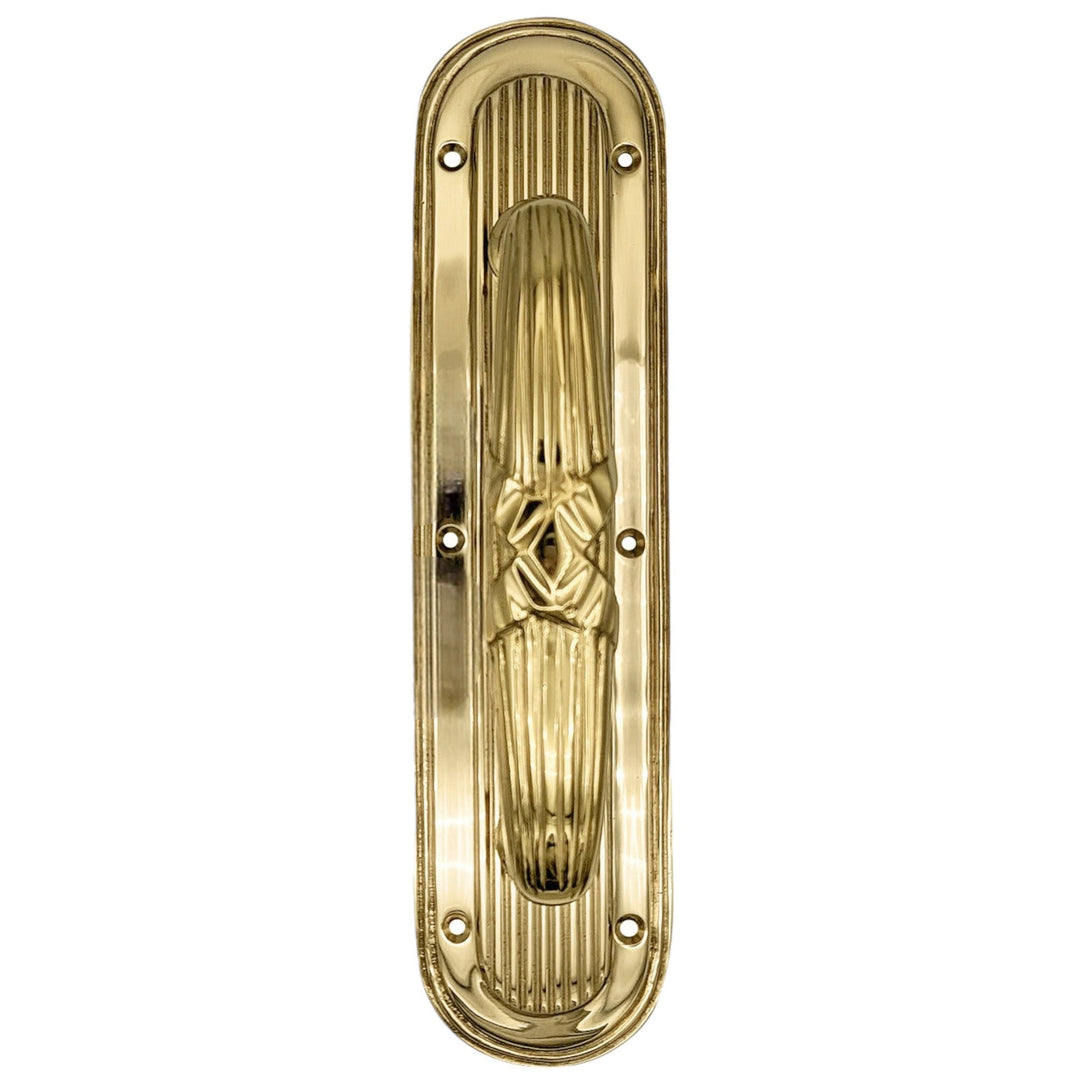 10 1/2 Inch Art Deco Style Door Pull and Plate COPPER MOUNTAIN HARDWARE