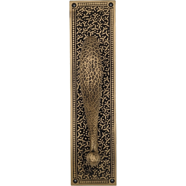 COPPER MOUNTAIN HARDWARE 12 Inch Solid Brass Rice Pattern Door Pull and Plate in Polished Brass