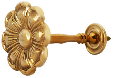 2 7/8 Inch Wide Solid Brass Curtain Tie Back - Large Flower Button COPPER MOUNTAIN HARDWARE